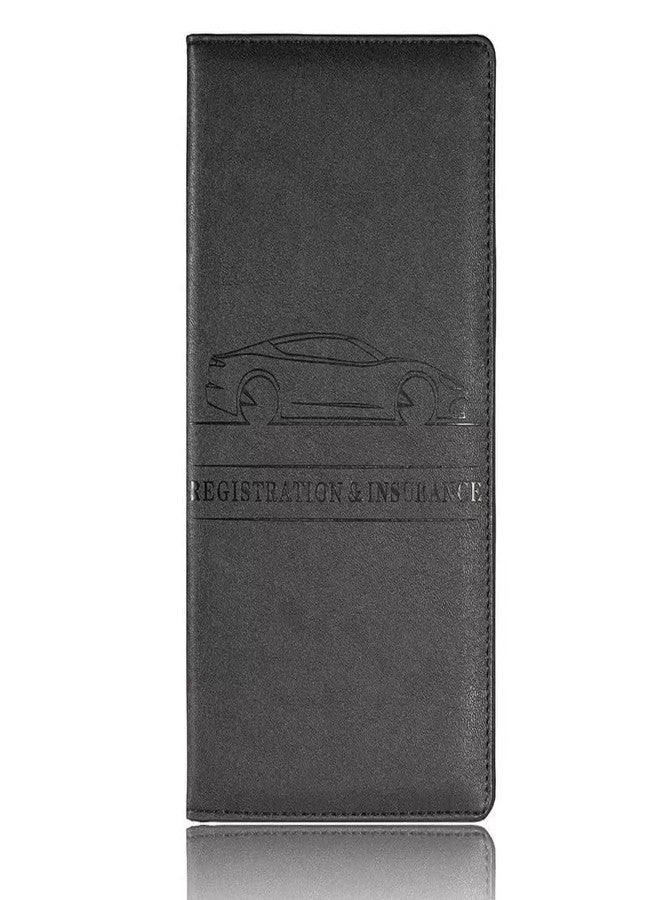 AMIRATE Car Registration and Insurance Card Holder, Vehicle License Document Glove Box Compartment Organizer, Interior Car Accessories for Men & Women - (Grey- 12.5 x 1 x 24 cm) (Black) - Image 1
